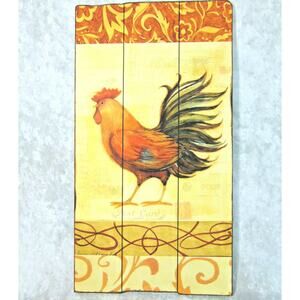 WALL ART 24" Wood Slats Rooster Wooden French Country Kitchen Chicken Bird NEW